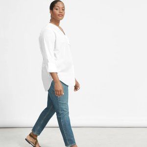 Everlane The Poplin V-Neck Tunic Shirt